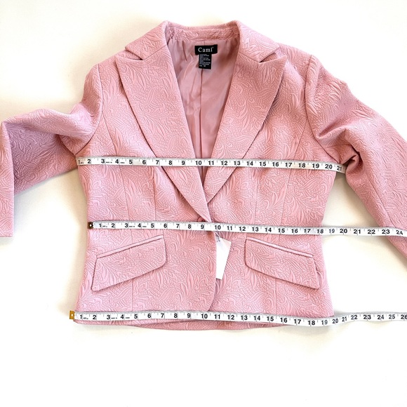 VTG CAMI NYC QUILTED JACQUARD FLORAL BOXY CROP 3/4 SLEEVE BLAZER JACKET Sz10/12 - Picture 13 of 13